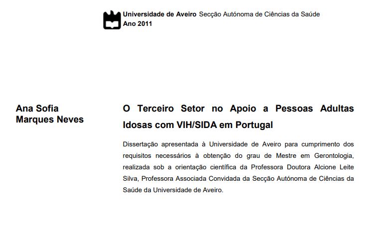 O Terceiro Setor no apoio a pessoas adultas idosas com VIH/SIDA em Portugal