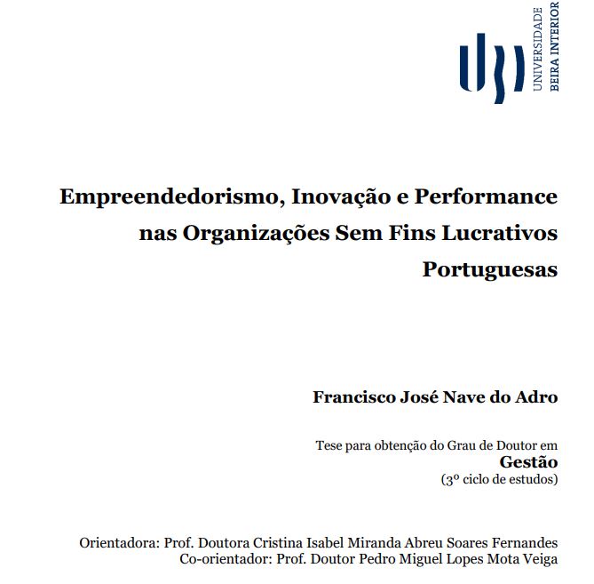 Empreendedorismo, Inovação e Performance nas Organizações Sem Fins Lucrativos Portuguesas