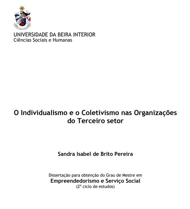 O individualismo e o colectivismo nas organizações do Terceiro Setor