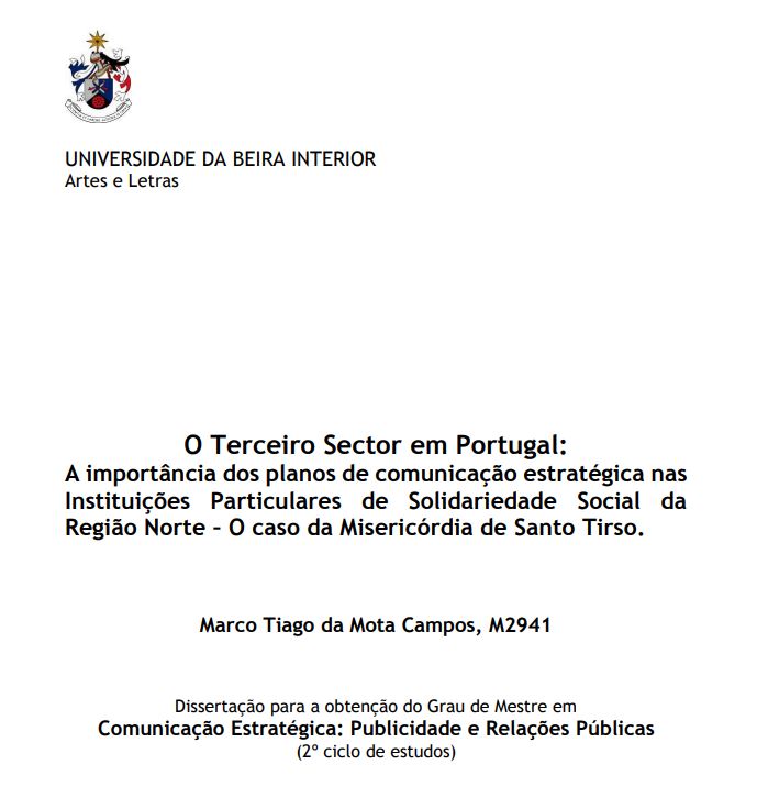 O Terceiro Sector em Portugal: a importância dos planos de comunicação estratégica nas instituições particulares de solidariedade social da Região Norte