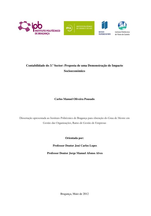 Contabilidade do 3.º sector (proposta de uma demonstração de impacto socioeconómico)