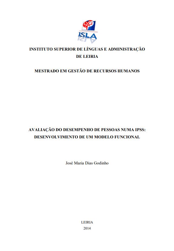Avaliação do desempenho de pessoas numa IPSS: desenvolvimento de um modelo funcional