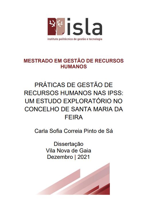 Práticas de gestão de recursos humanos nas IPSS : um estudo exploratório no concelho de Santa Maria da Feira
